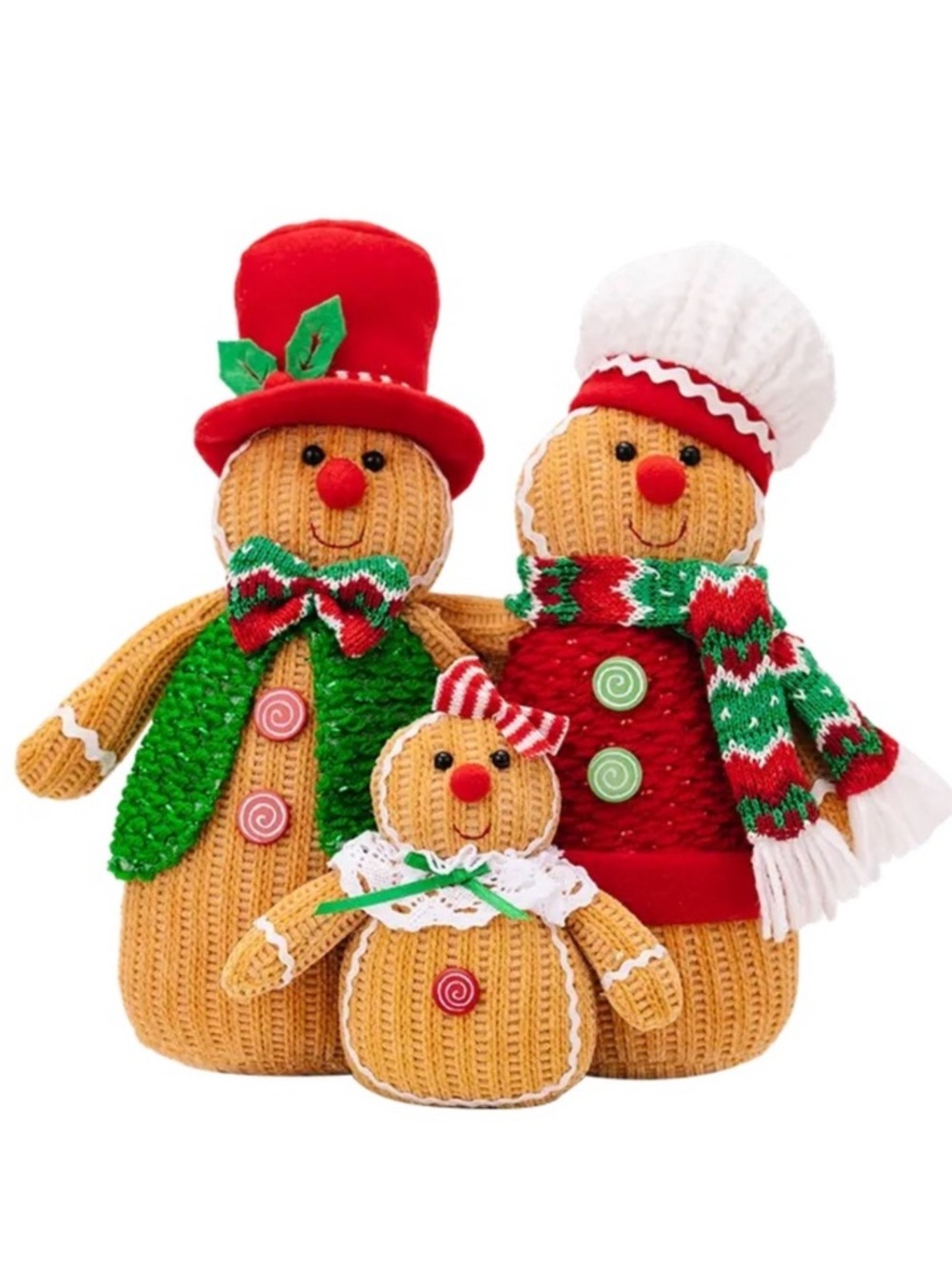 Gingerbread Family Christmas Knit Plush - Picture 1 of 7